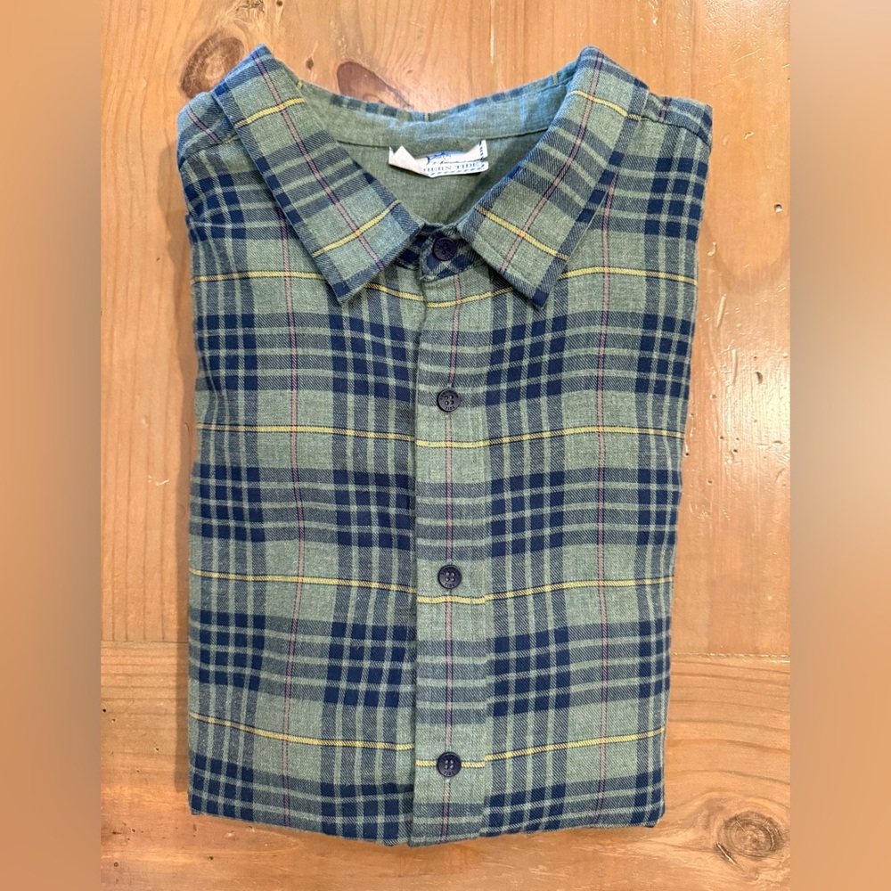 Southern Tide Men’s Long Sleeve Button Up Green Plaid Flannel Shirt XL Excellent
